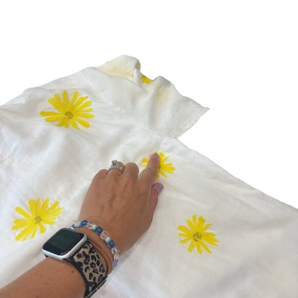 Something Navy White Daisy Linen blend Mini Dress Size Small - Picture 10 of 14